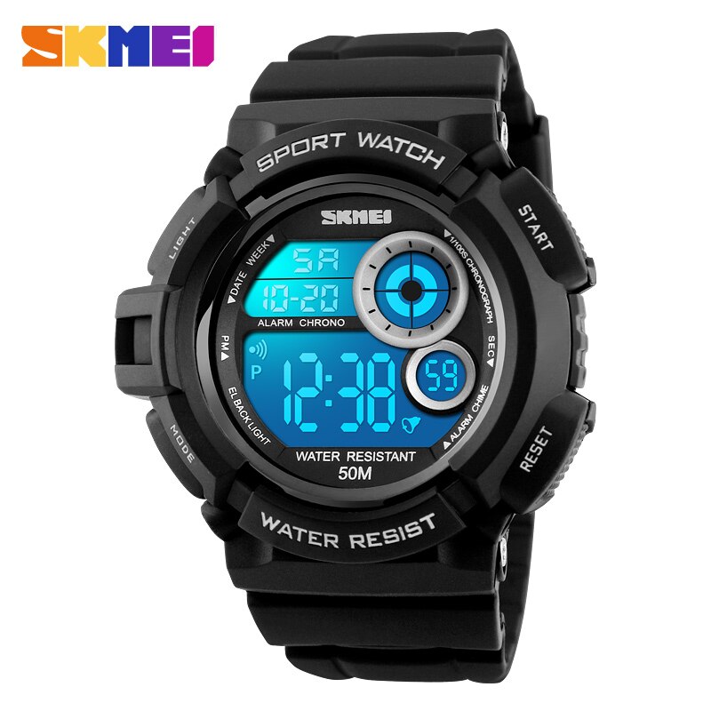 SKMEI Outdoor Sport Horloge Mannen Eenvoudige Kleurrijke LED Display Horloges Waterdicht Schokbestendig Digitale Horloge reloj hombre 1222: Black