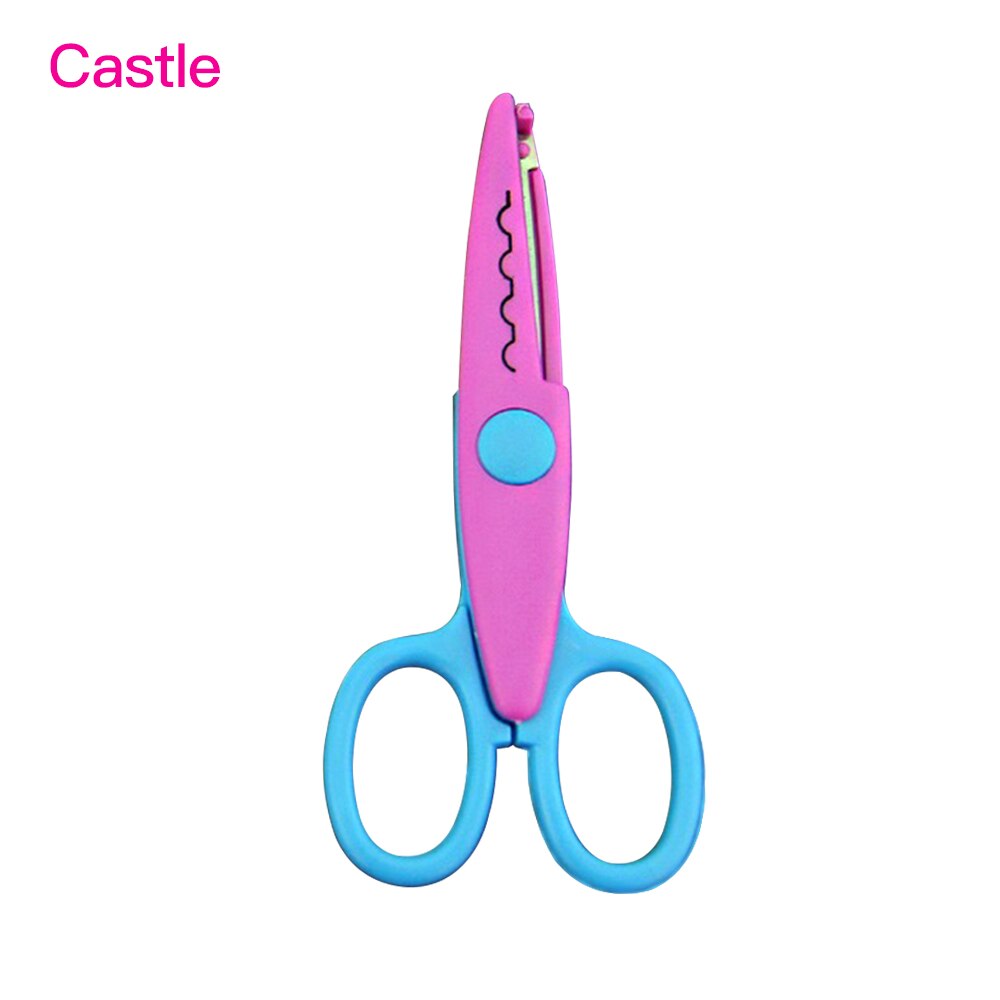 DIY Crafts Scissors Plastic Kid Safety Art Scissors Scrapbooking Decorative Cutters for Handmade Photo Album Scrapbooking: Castle