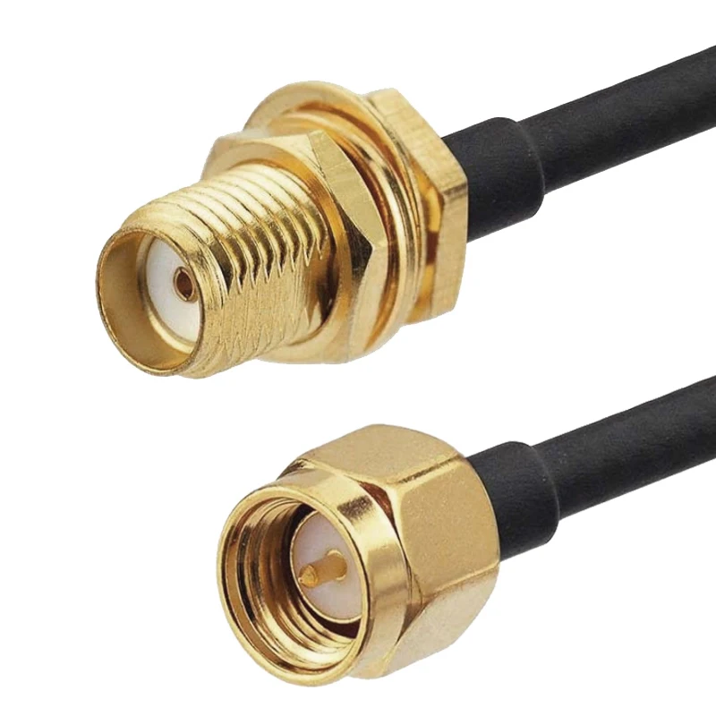 RP-SMA sma conector macho para fêmea cabo de extensão fio alimentador cobre para coaxial wifi placa rede rg174 roteador antena: Cinza escuro / 3P