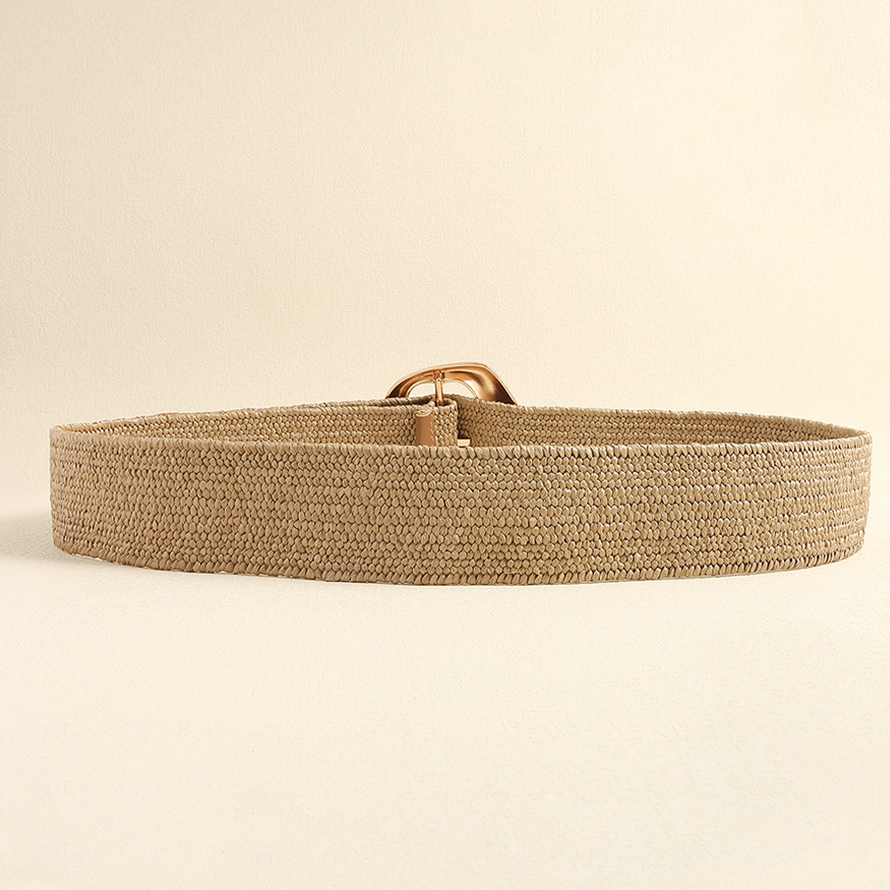 Nueva vestido elástico dorado cinturón ancho avanzado cintura decorativa exageración geométrica