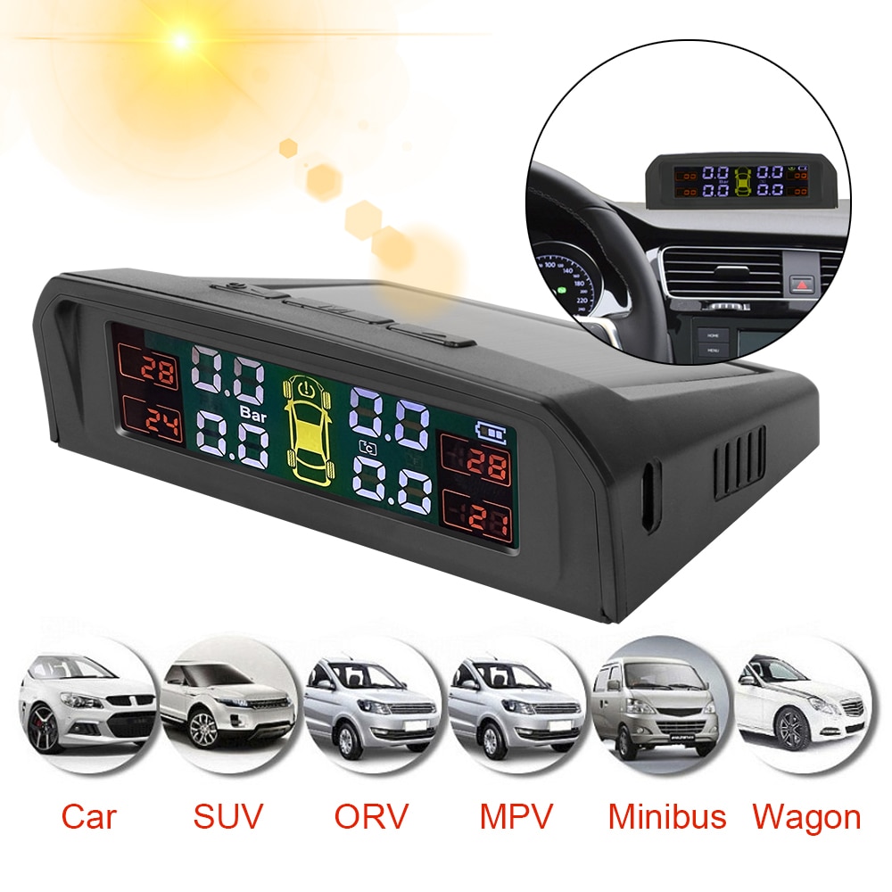 TPMS Car Tire Pressure Alarm Monitor System HD Digital LCD Display Tyre Temperature Warning Tools Auto Security Alarm Systems