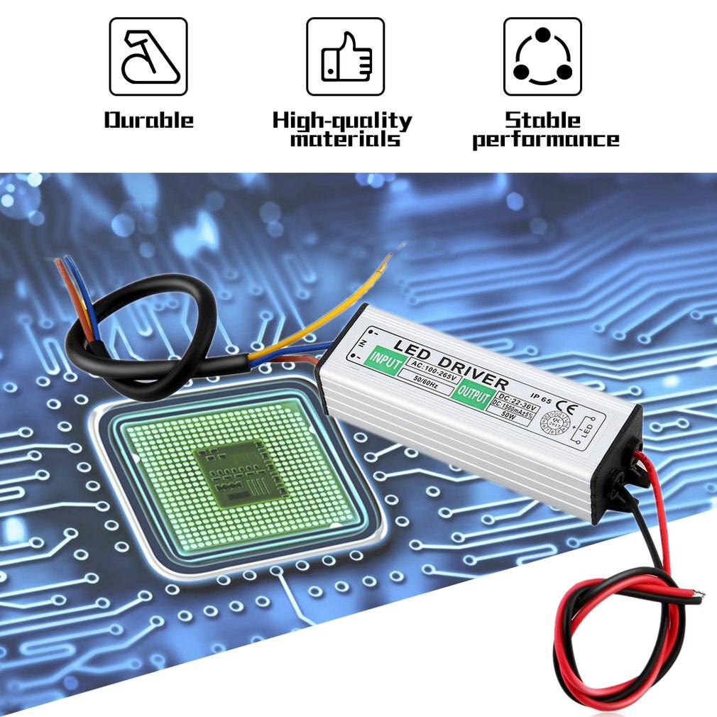 50W LED SMD Chip Bulbs With High Power Waterproof 50W LED Driver Supply Power Supply Switch For LED Strip Lights