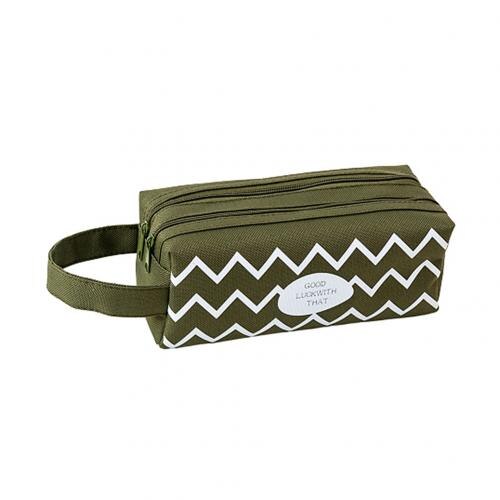 Estuche para lápices con cremallera de gran capacidad de 2 capas, estuche para lápices, papelería, bolsa para escuela: Amry Green