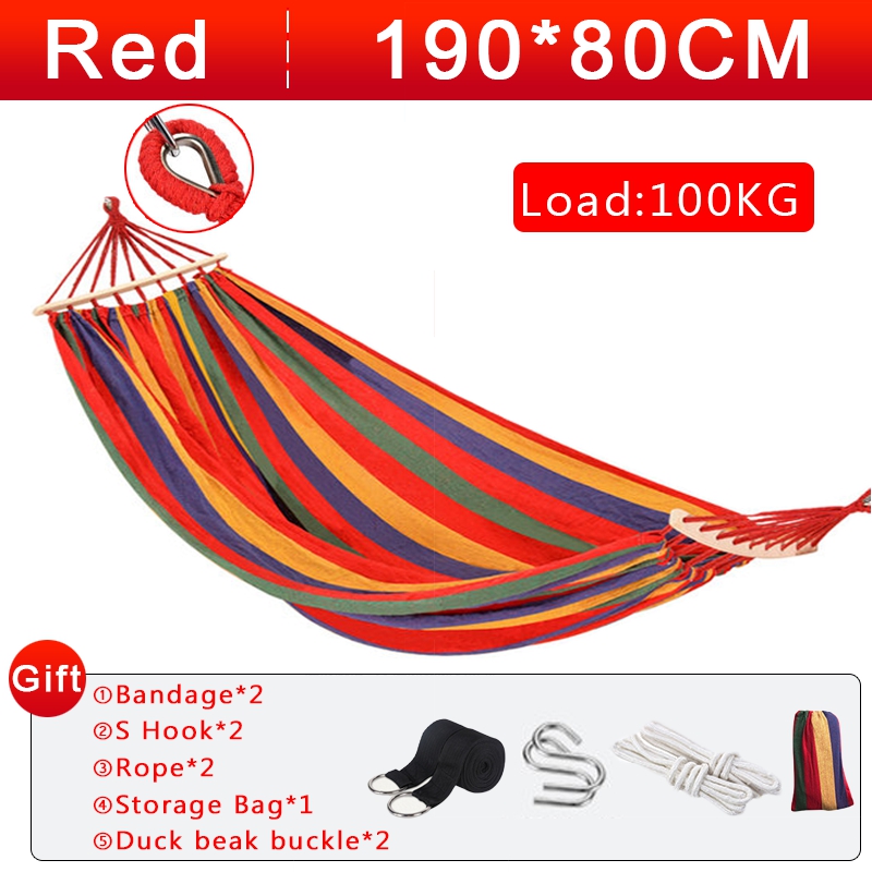 Hamaca a rayas para exteriores, hamaca portátil para jardín, columpio de viaje para acampar, cama colgante de lona, columpio antivuelco para Picnic, ocio, bosque: Castaño