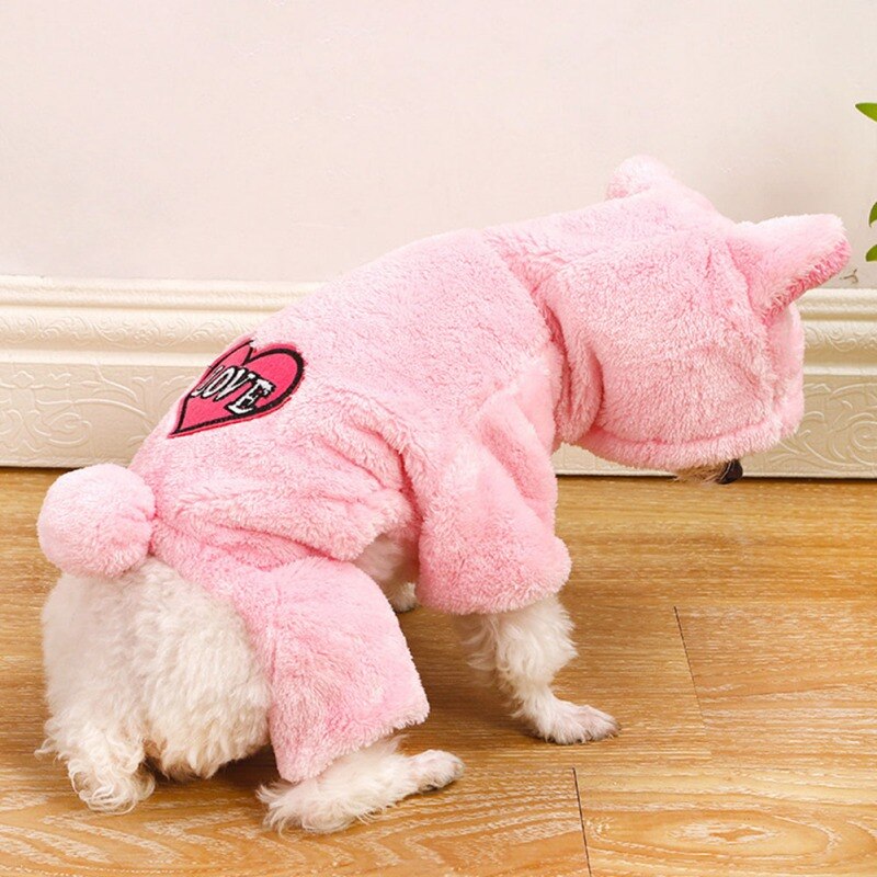 Winter Hond Kleding Pyjama Fleece Hond Jumpsuit Jas Voor Kleine Puppy Jas Hond Hoodie Jas Kleding Yorkie Shih Tzu
