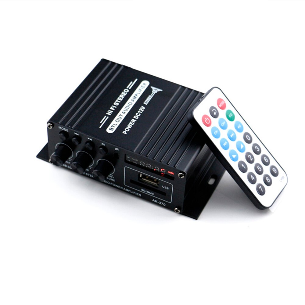 Mini Audio Power Amplifier BT AC / DC12V Digital Audio Receiver USB Memory Card Slot MP3 FM Radio 20W+20W Audio Amplifier