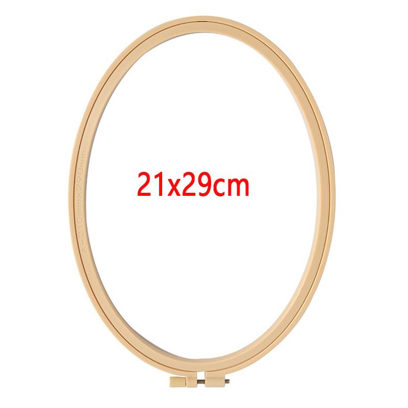 Herramienta de costura, conjunto de marco de aros de bordado de Color madera ovalado redondo, anillos de aro de bordado de plástico para manualidades con aguja de punto de cruz DIY