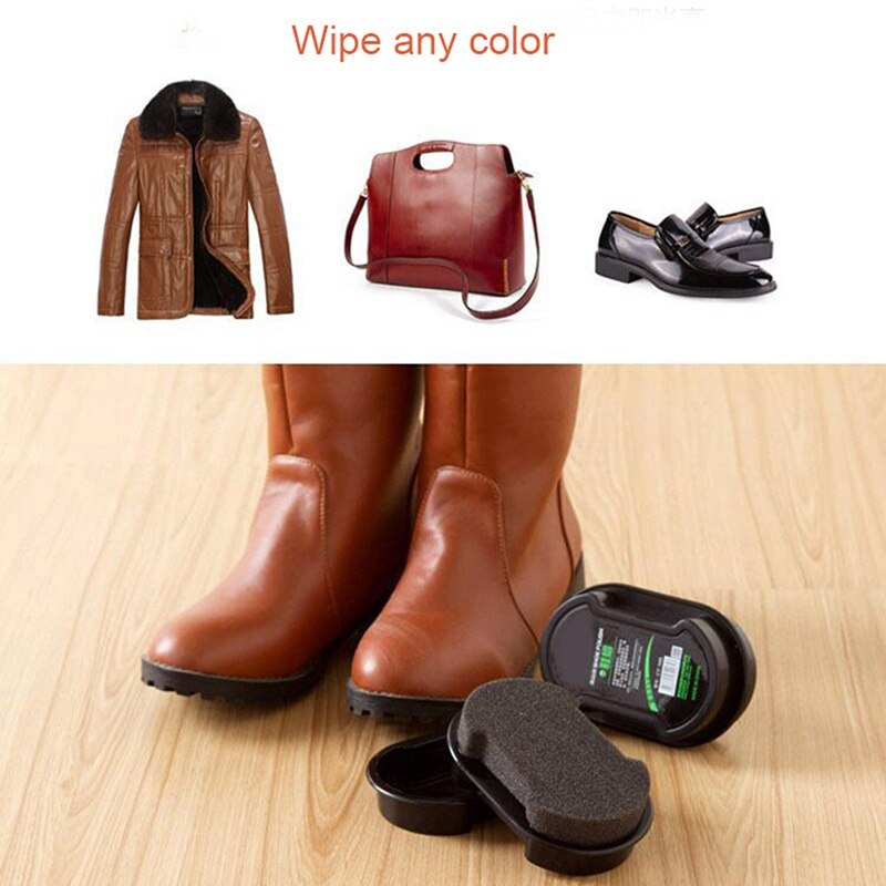 zapatos de doble cara polaco zapatos frotar cera esponja cuidado cuero aceitado zapato cepillo para el Hogar c