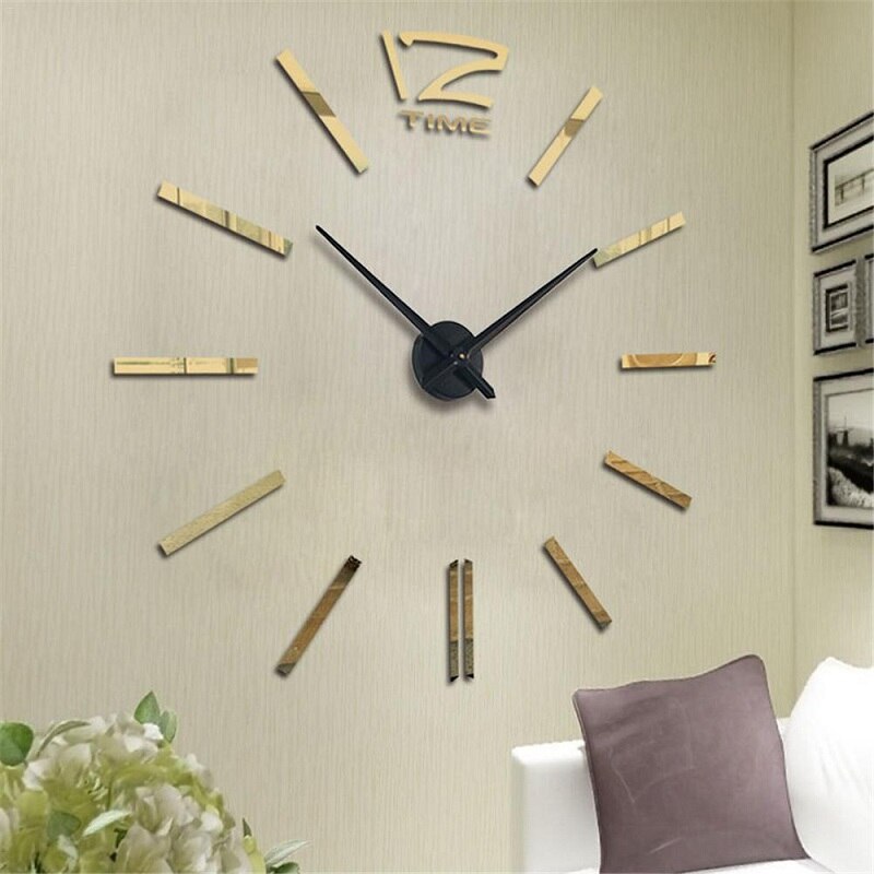 Zollor 3D Acrylic Modern DIY Large Wall-Clock Sticker Mute Digital Wall Big Clock Living Room Home Office Decorate