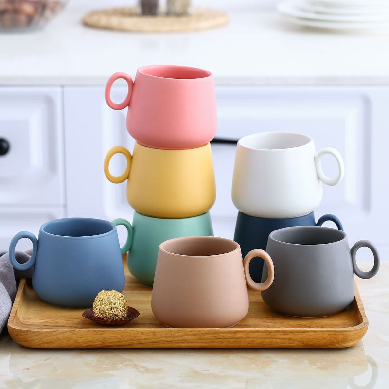 Styrke porcelæn kaffe krus pastel farve sød te tumbler cup cafe kopper tekop tazas de ceramica kreativer