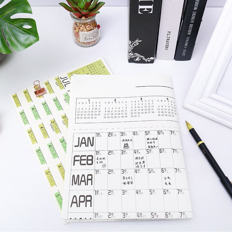 4 Styles Student 365 Days Paper Wall Calendar Daily Planner Notes School Supplies Learning Schedule Periodic Planner