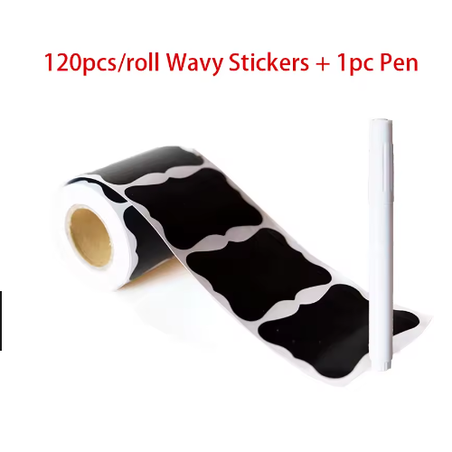 120Pcs/Roll Removable Blackboard Label Stickers With Erasable Pen Reusable Waterproof Chalkboard Labels for Home & Kitchen: WHITE