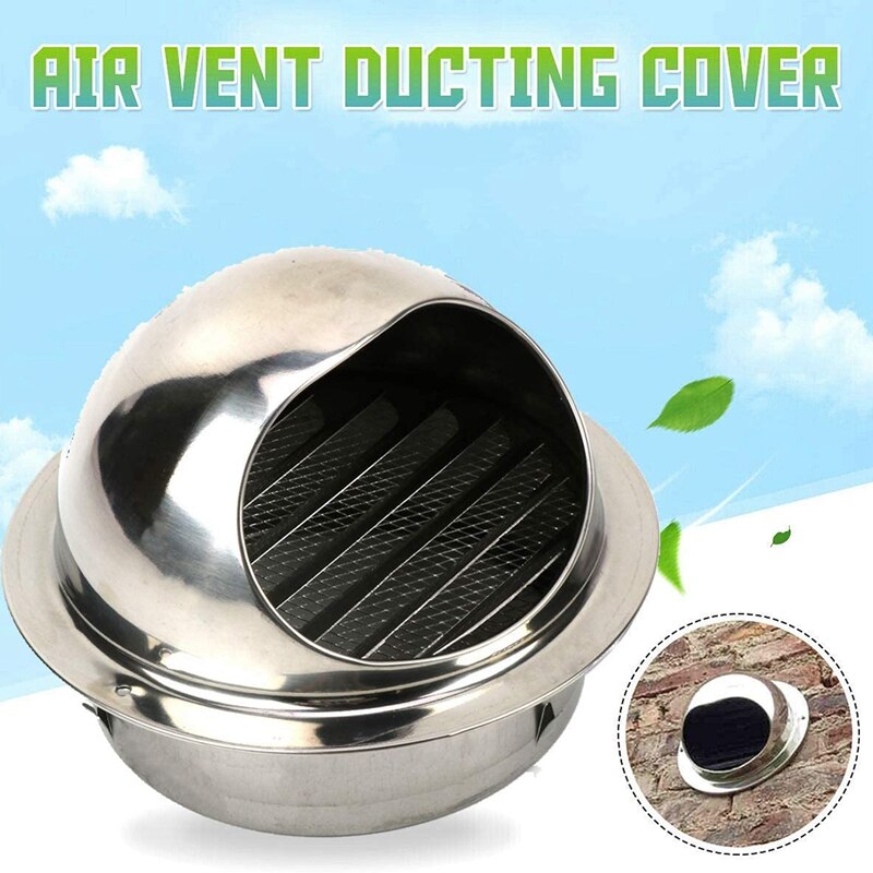6-Inch 304 Stainless Steel Vent, Round Vent, Grid Duct, Outer Spherical Wall Outlet, Wall-Mounted Exhaust Hood Vent