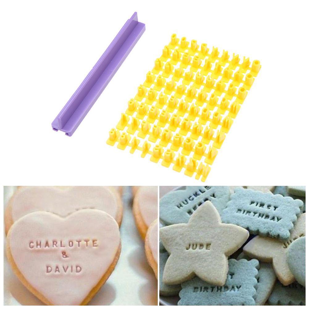 Alfabet Letter Nummer Cookie Pers Stempel Embosser Cutter Fondant Mould Cake Bakken Molds Gereedschap Ronde Cutter Stencil Cookies