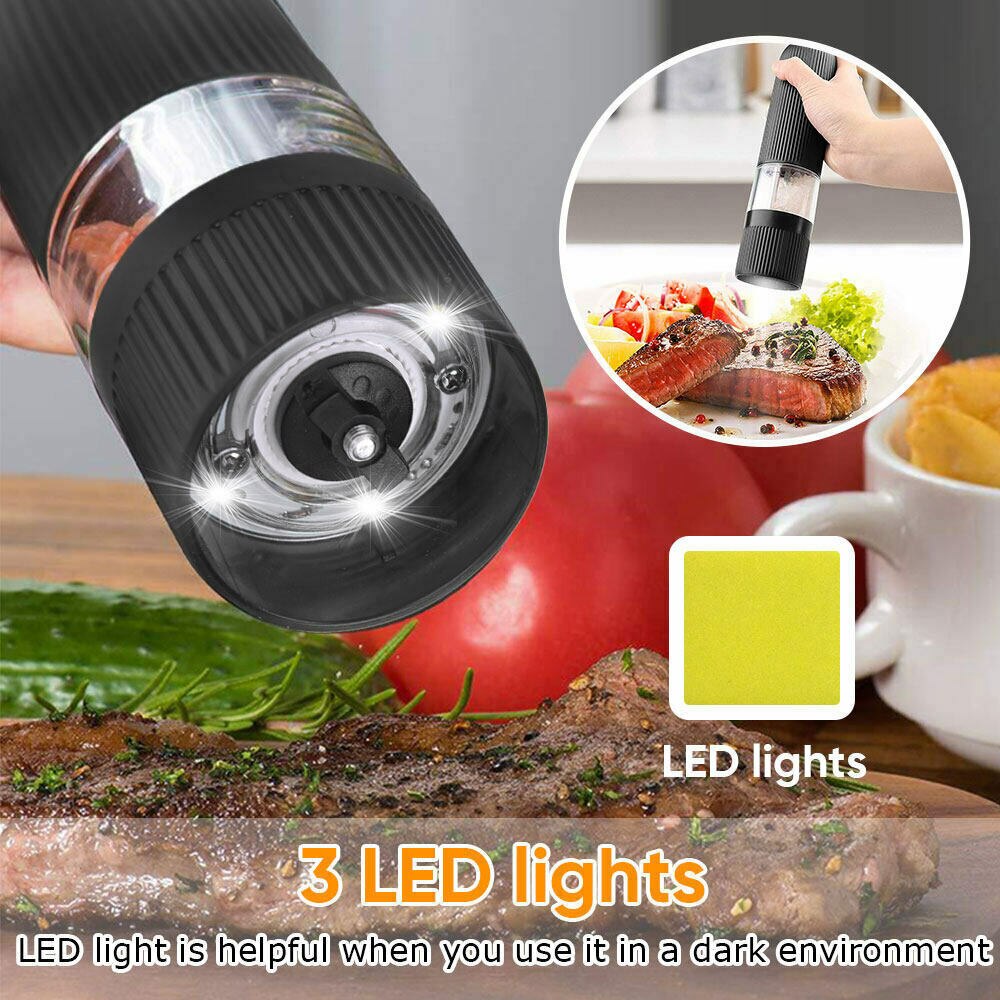 2pcs Electric Pepper Grinder Adjustable Electric Salt And Pepper Grinders Battery Operated Mills Grinder Great