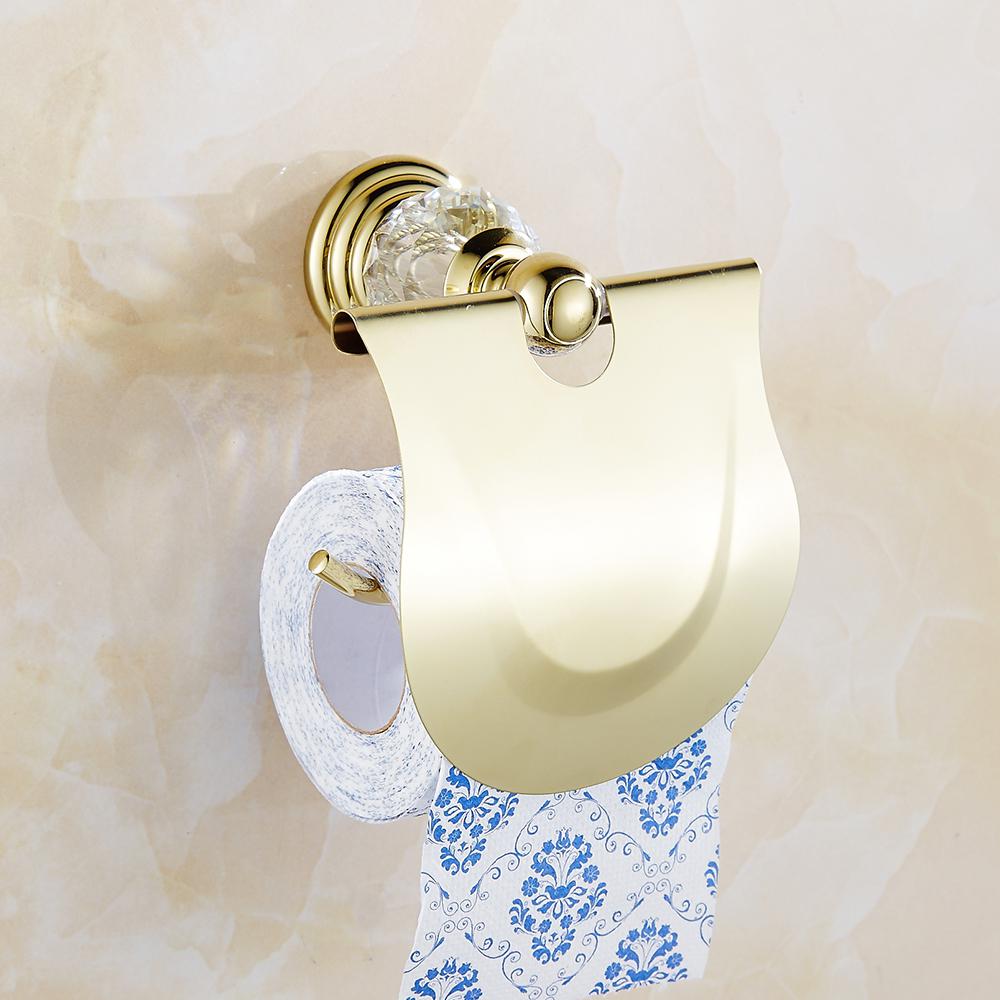 Juego de accesorios para baño, accesorios para decoración de baño completo, cristal transparente dorado, 4 artículos de montaje en pared, acabado pulido: B