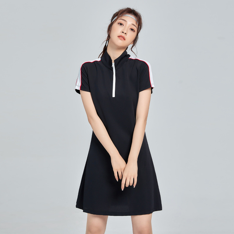 Zomer Vrouwen Fitness Tennis Jurken Yoga Lopen Dansen Sport Quick Dry Elastische Outdoor Volleybal Sportkleding: Black / S