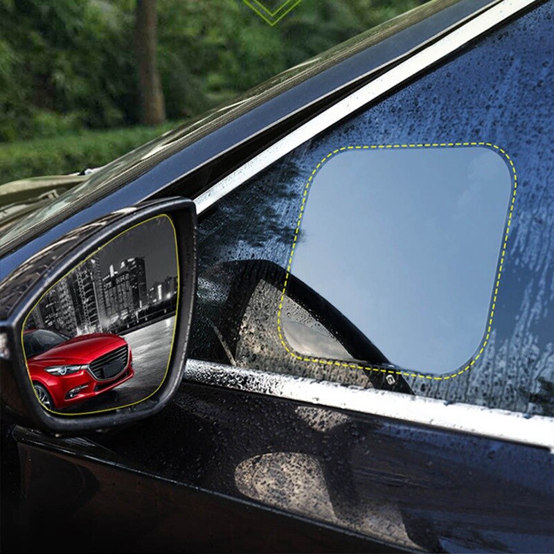 2 uds Anti niebla película retrovisor película protectora para espejo para coche Anti-lluvia película antiempañamiento Auto vista trasera película espejo impermeable