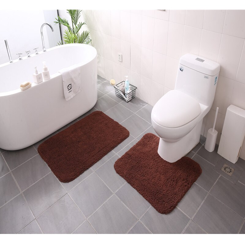 Katoenen badkamertapijt met flockbadmat, watertoilet, toiletmat, absorptiedeksel, vorm, stof