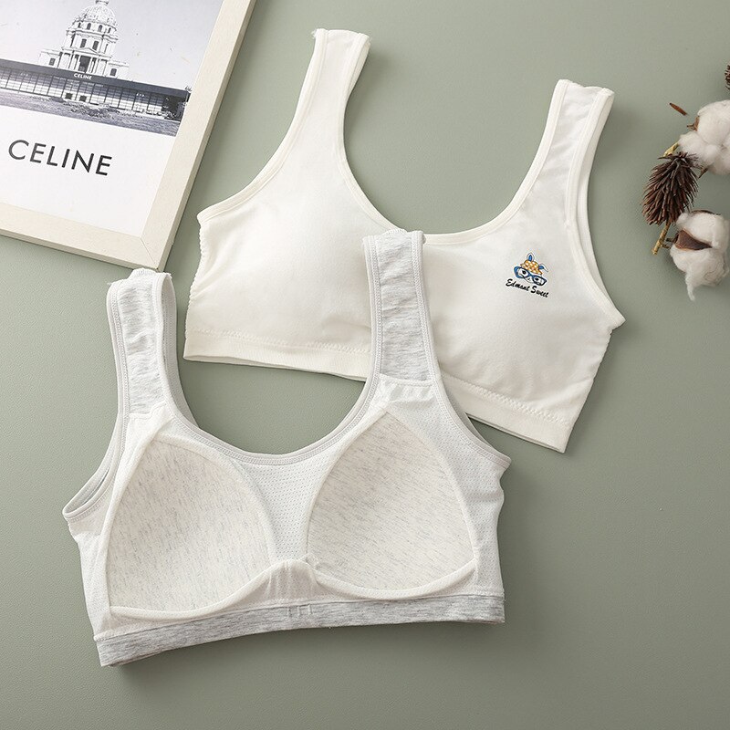 Katoen Puberteit Meisjes Bras Wire Gratis Sport Bh Voor Meisjes Ademend Tiener Meisje Opleiding Beha Met Pad Vest Tiener Lingerie 8-16Y