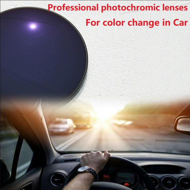 Photochrome Linsen 1,56 1,61 1,67 Optische Verordnung Objektiv Ändern Farbe Anti-Uv Männer Fahren Gläser MR-8 Super Hart Härte: Blass rosa Grau / 1,61