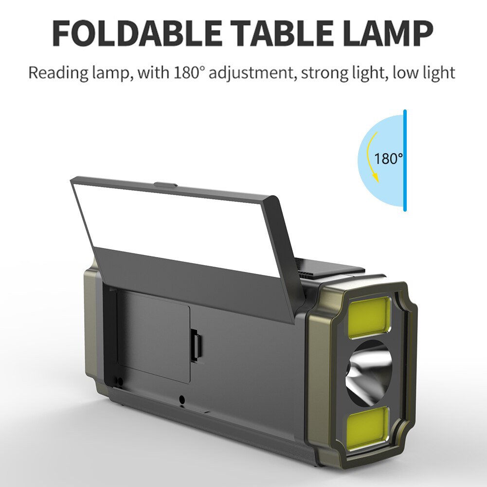 Solar Radio Hand Crank Emergency Flashlight Reading Light AM FM NOAA Phone Charger SOS Alarming Outdoor Survival Power Bank