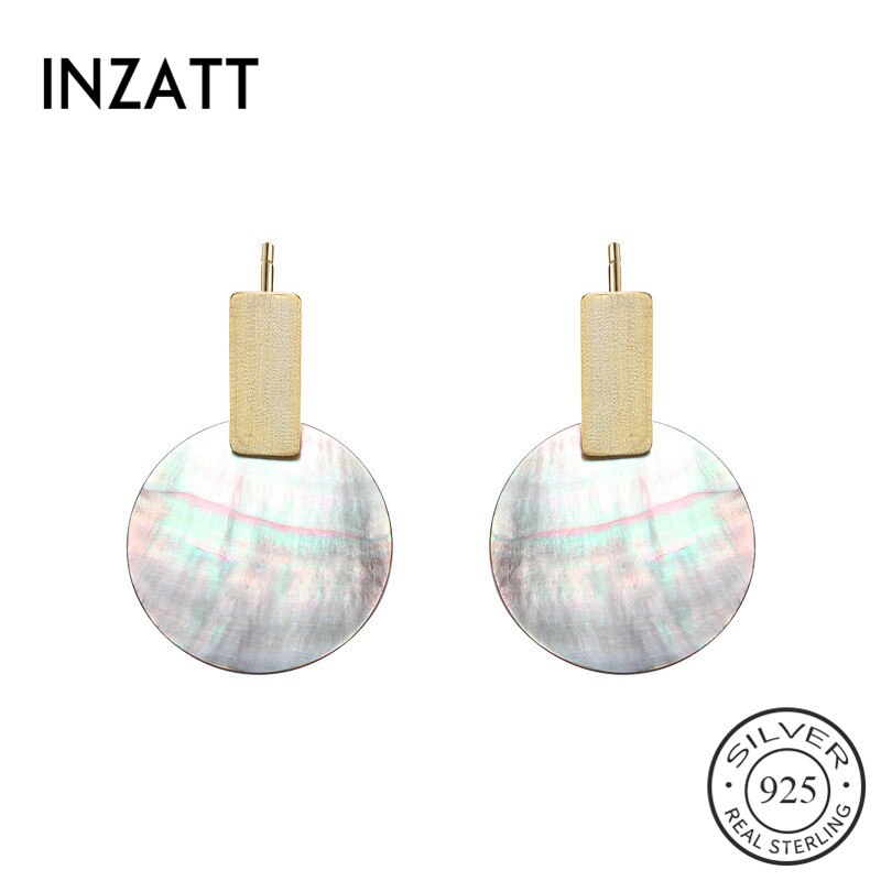 INZATT Real 925 Sterling Silver Natural shell Earrings For Women Party Trendy Fine Jewelry Punk Accessories