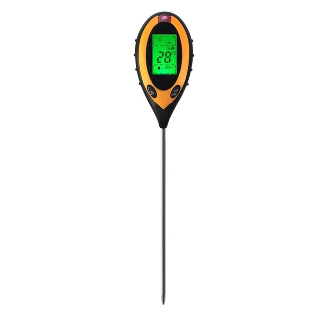 4 In 1 Digital Moisture Meter Plastic + Aluminum Alloy Soil Water Ph Temperature Sunlight Light Humidity Meter Soil Hygrometer