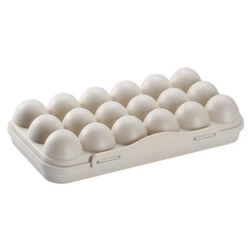 Caja de almacenamiento con 12/18 rejillas para huevos, contenedor de comida, organizador para refrigerador, 4x fa: khaki 18 Compartment