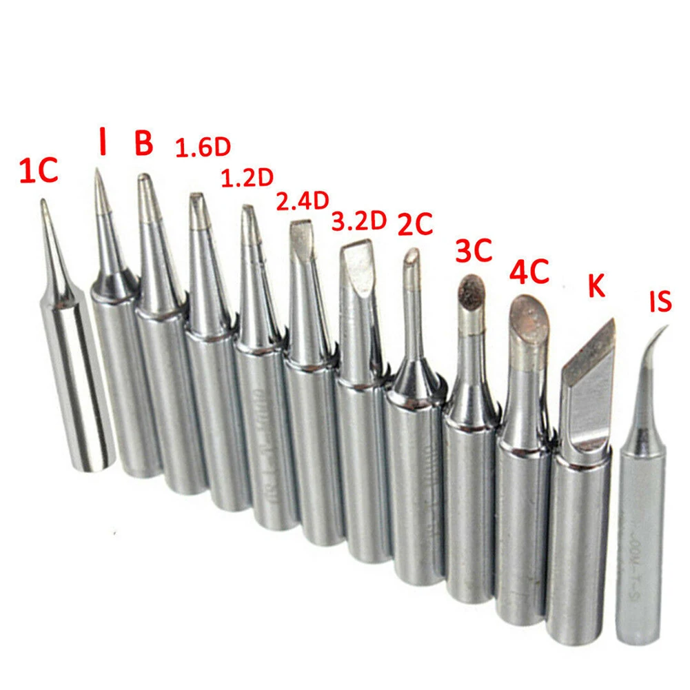 12PCS 33mm Kupfer Lötkolben Tipps Set 900M-T Schweißen Station Werkzeuge ICH B C D K Für 936 937 938 969 8586 852D Löten Station