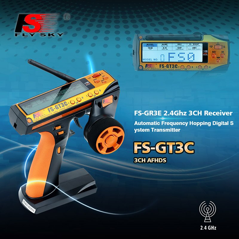 Flysky FS-GT3C-sistema digital de hopping de frecuencia automática, receptor GR3E para coche de control remoto, 2,4 Ghz, 3CH, AFHDS, Original