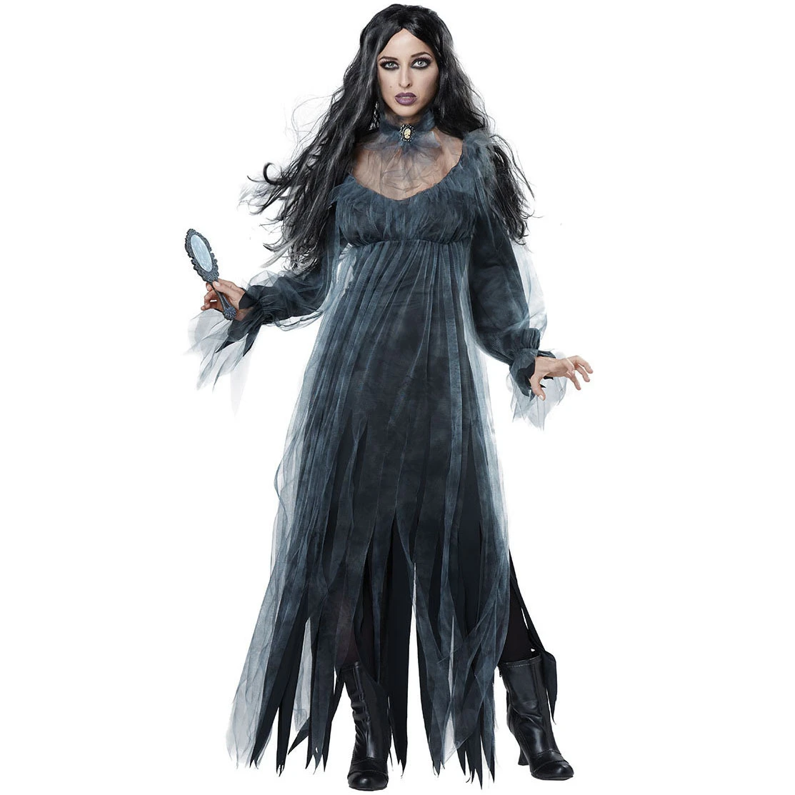 Cosplay horror strega donna spaventoso zombie vampiro halloween carnevale costume spettrale fantasma medievale mantello con cappuccio giorno dei morti