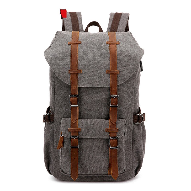 Neue Stil Leinwand Tasche USB Gewaschen Leinwand Retro Casual Rucksack Männer Reise Rucksack Laptop Tasche