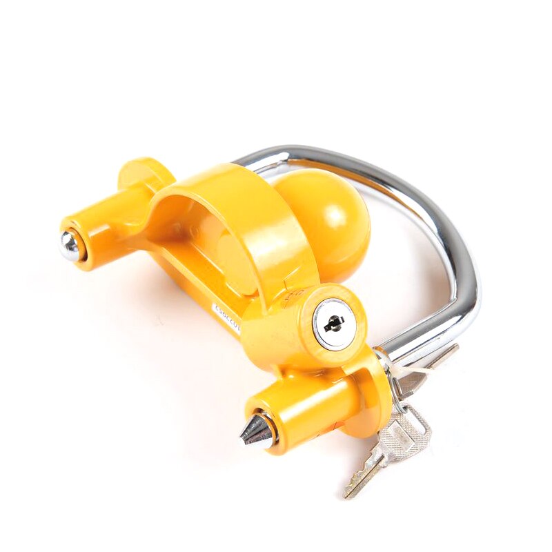 Universal Heavy Duty Hitch Lock Caravan Trailer Ball Coupler Trailer Lock Heavy Duty Hitch Anti-Theft Lock Yellow