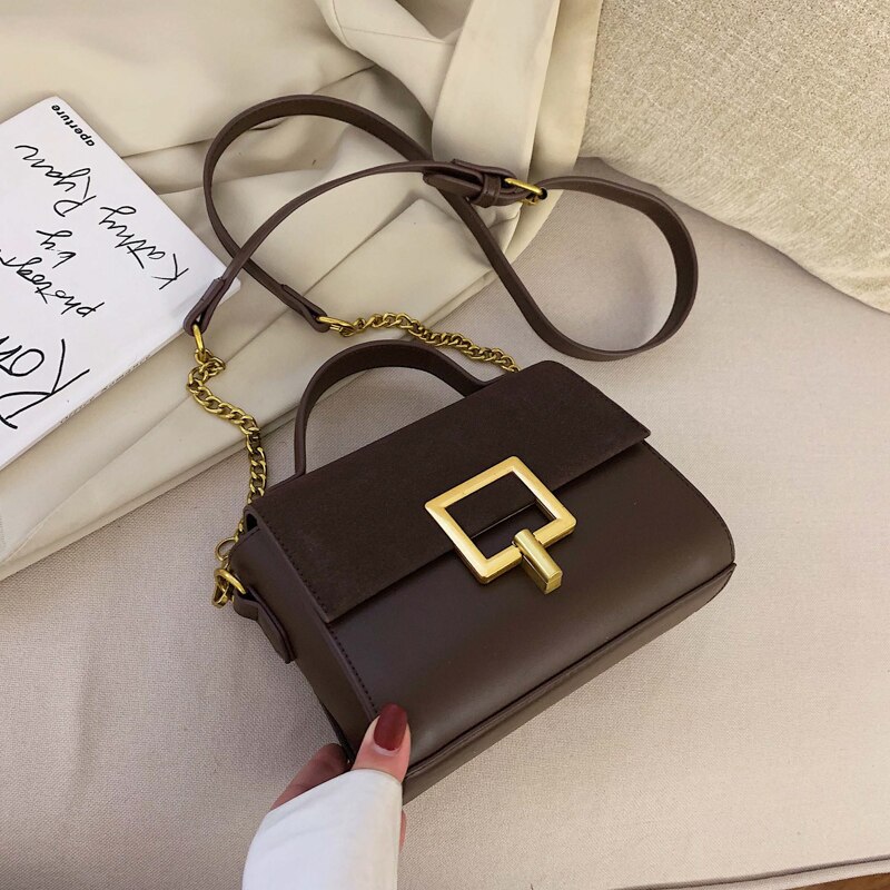 Louis luksus crossbody tasker til kvinder pu læder kvinders skuldertaske kvindelig håndtaske ensfarvet kvinder gg taske: Chokolade