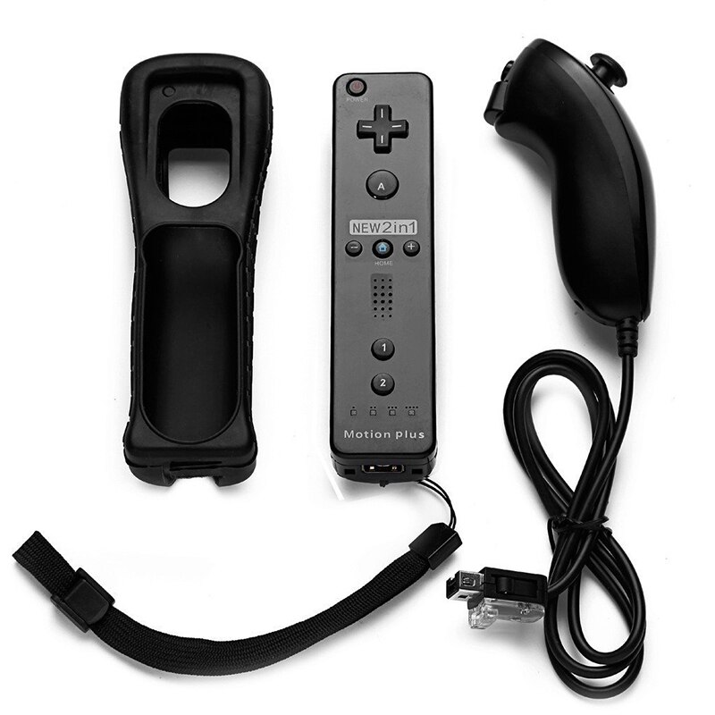 ACEPRIL-mando inalámbrico 2 en 1 para Nintendo Wii, mando a distancia con Bluetooth, sincronización, Nunchuk, Motion Plus incorporado