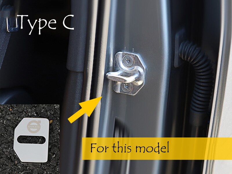 Door Lock Cover Caps Protective Car-styling Stainless Steel For Volvo V40 V50 V60 V70 V90 S40 S80 S90 XC40 XC60 XC70 XC90: Type C