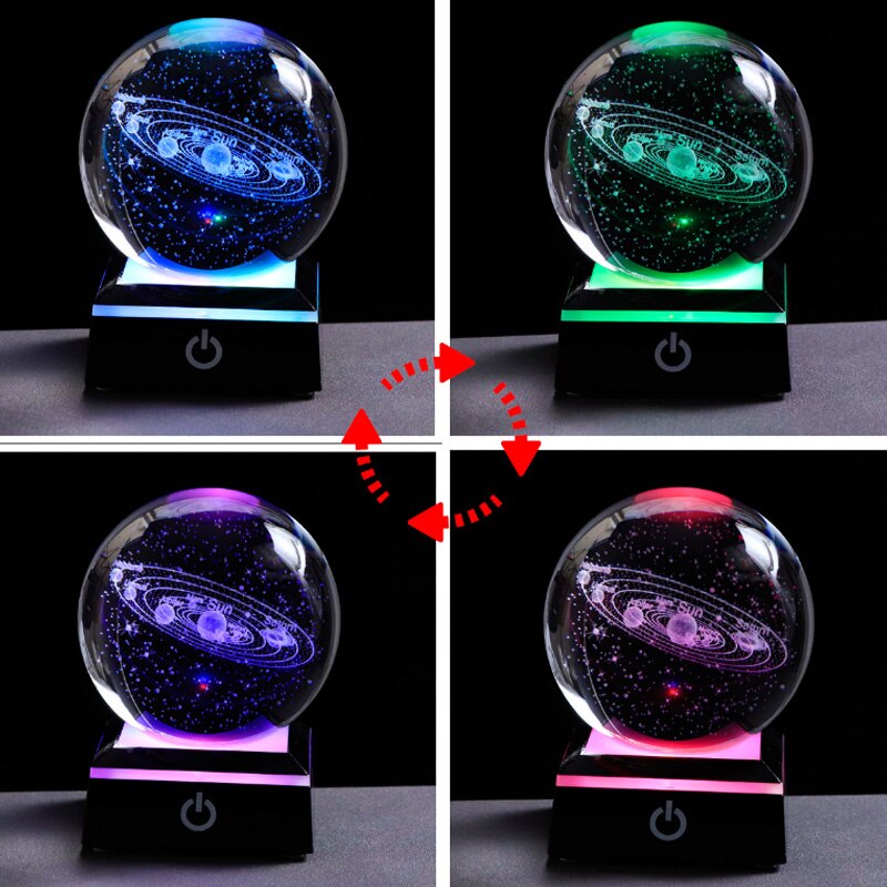 3D Moon Model Crystal Ball Astronomy Sphere Decorative Ball Planets Glass Ball Sphere Decorative Miniature Model Ball