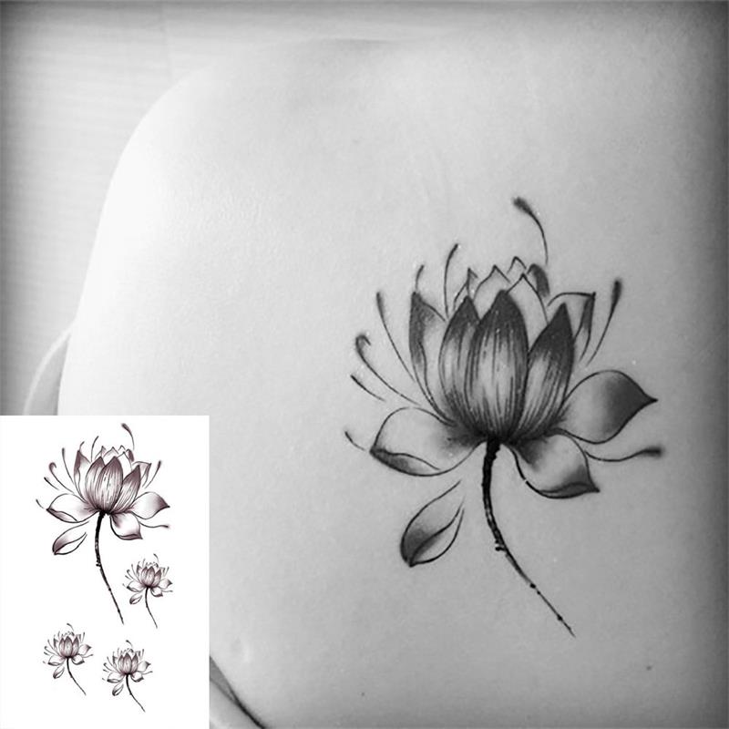 Waterdicht Stickers Vrouwen Lotus Bloem Tijdelijke Tattoo Stickers Body Art Waterdichte Tattoo