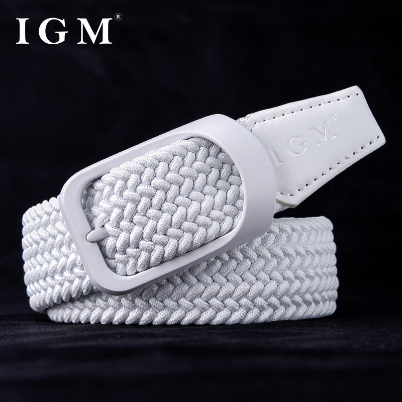 hommes boucle ardillon en métal mâle toile pantalon jean Golf élastique tressé ceinture: WHITE / 100cm