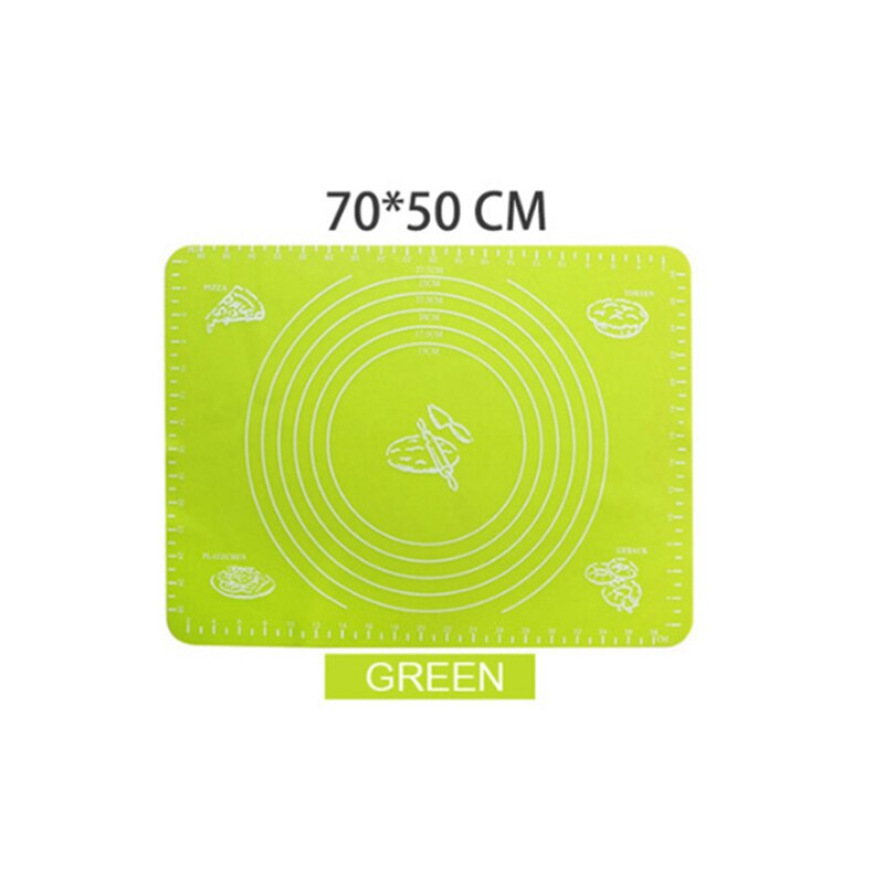 Reusable Silicone Baking Mat Eco-Friendly Mat For Rolling Dough Pad Large Non-stick Oven Patisserie Baking Accessories Tools: green 70X50cm