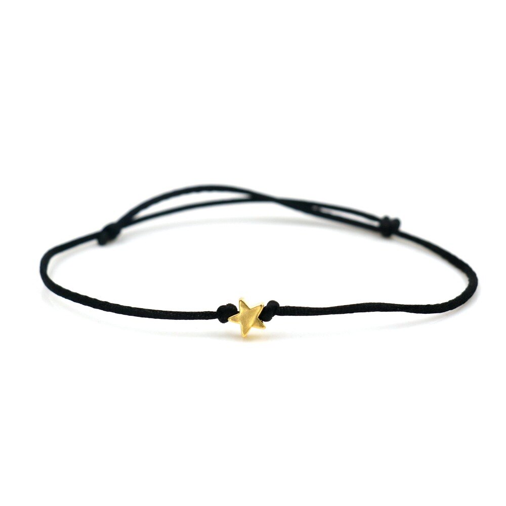 Coeur étoile couronne Simple fil rouge chaîne Bracelet pour femmes hommes bijoux faits à la main: black star