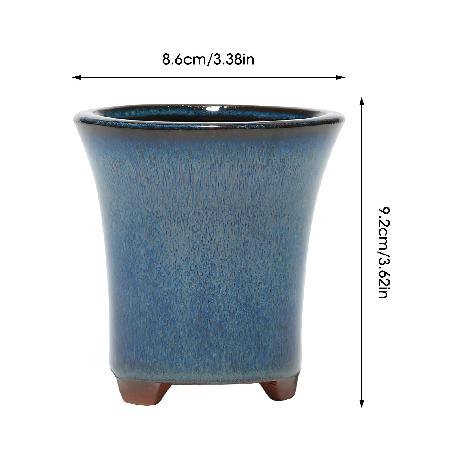 Pot de fleur succulente en céramique, Pots de bonsaï en poterie de Style chinois avec trou de vidange, pierre de grès violette pour décoration de bureau et de maison: Violet