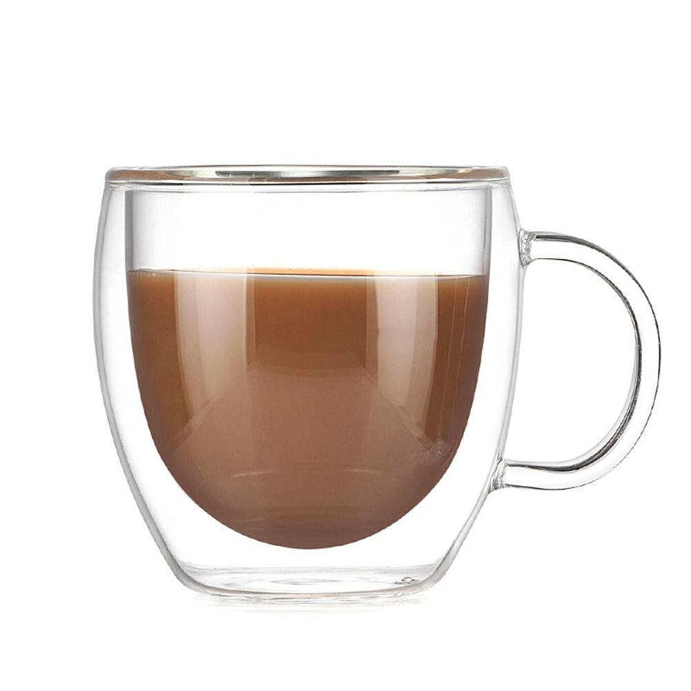 150ml Double Wall Glass Cup With Handle Tea Coffee Beer Milk Mugs Heat Cold Resistant Transparent Drink Mug Drinkware