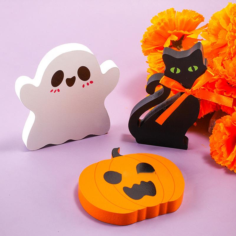 Halloween bordskilt 3x tre halloween-lagdelte brettdekor gjenbrukbar rustikk lagdelt brettdekor borddekor skilt glad