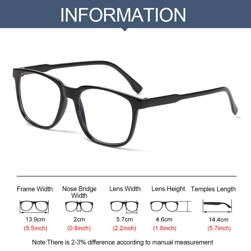 Square Anti Blue Light Glasses Frame Women's Eyeglass Frame Computer Eyeglasses Vintage Men Spectacles Transparent Frames