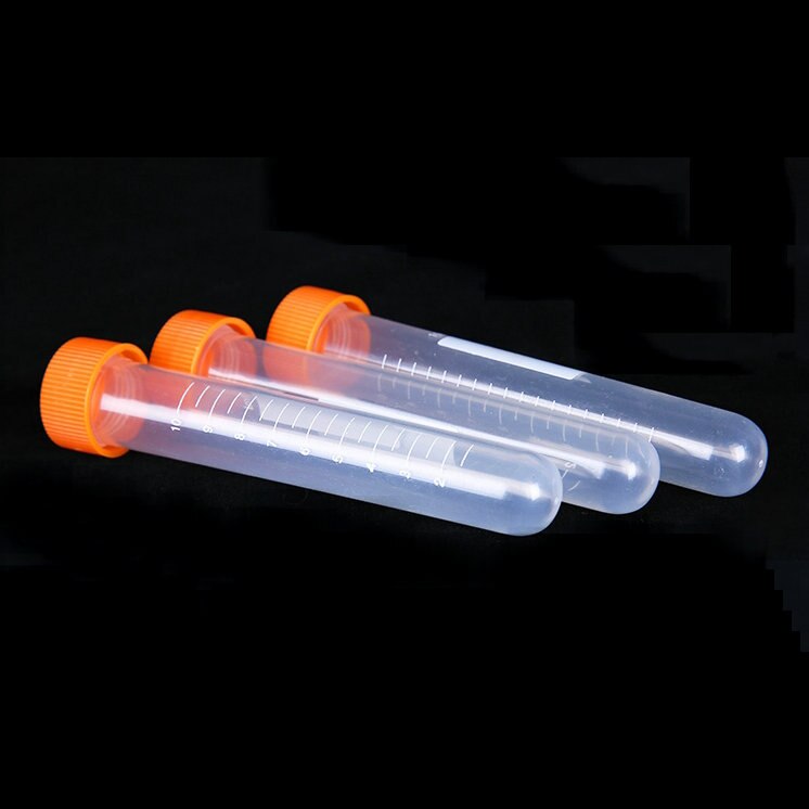 100 stk/parti 15ml plastreagensglas centrifugerør skaleret med skruelåg rundbundet polypropylen prøverør