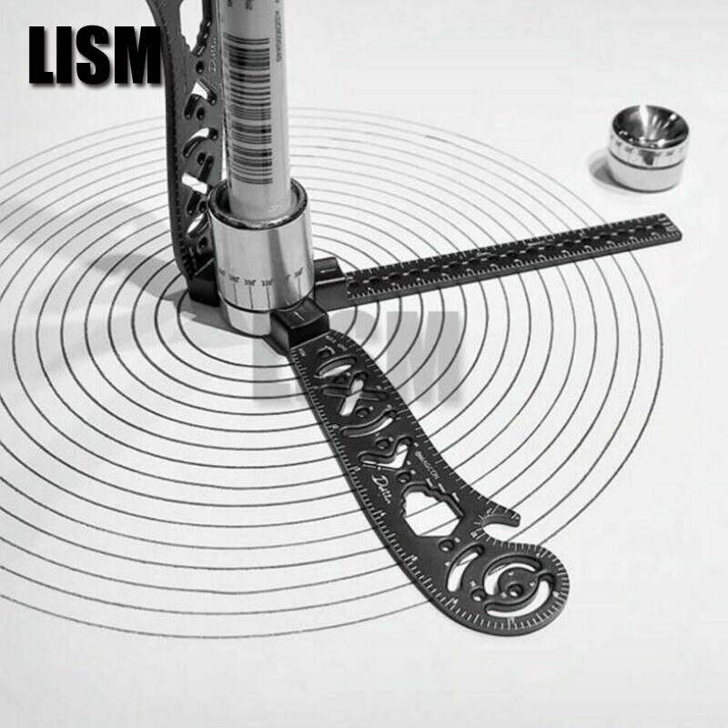 Multi-Function ,Versatile Drawing Tool,Curved Ruler Mini Compass Protractor Combo Patterns for Notepad Designers Artists