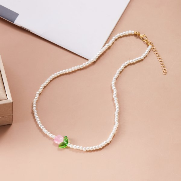 Imitation Pearl Rhinestone Necklace Stainless Steel Extra Long Drawstring Snake Tassel Metal Chain Women's Jewelry: cobalt violet