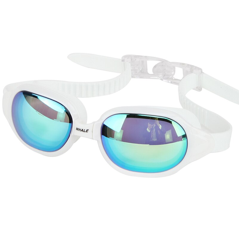 Whale Waterproof Silicone Swimming Glasses Anti-Fog UV плавательные очки Swimming Goggles Eyewear: white and gold
